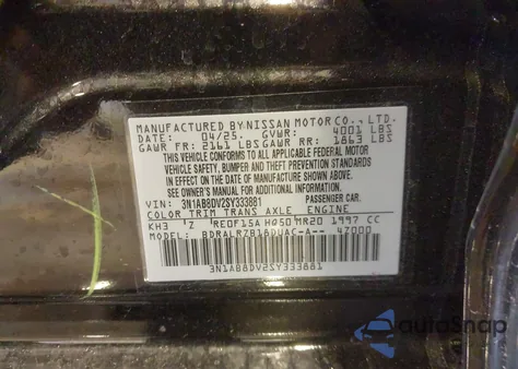 2025 Nissan Sentra Sr from USA, damaged, VIN 3N1AB8DV2SY333881